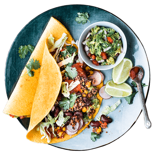 Mexican quinoa wraps with guacemole